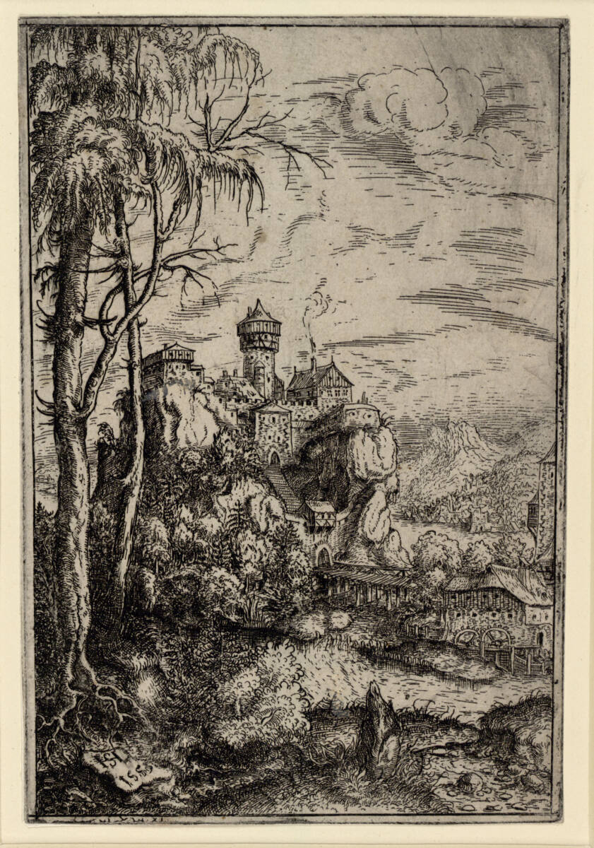 Burgfels auf einer Insel, Hans Sebald Lautensack, 1553