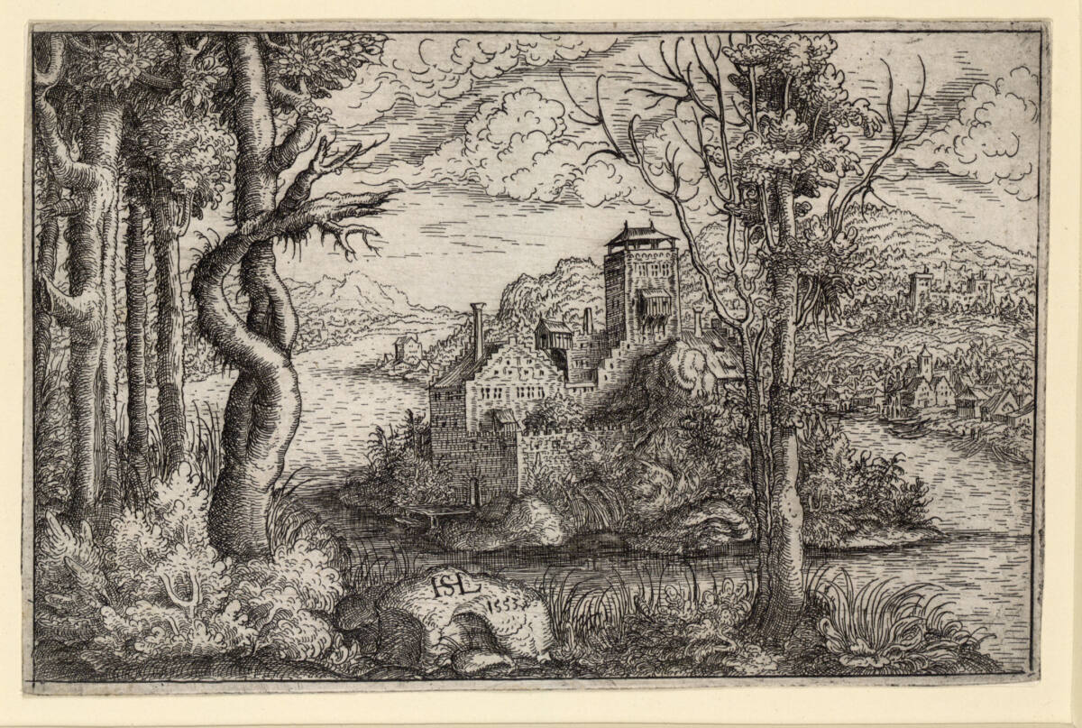 Flusslandschaft mit Inselfestung, Hans Sebald Lautensack, 1553