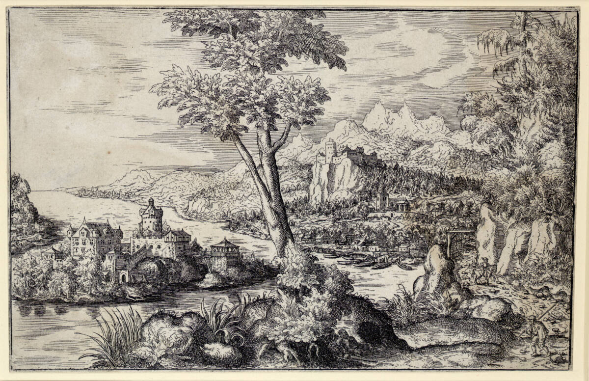 Flusslandschaft mit drei Figuren, Hans Sebald Lautensack