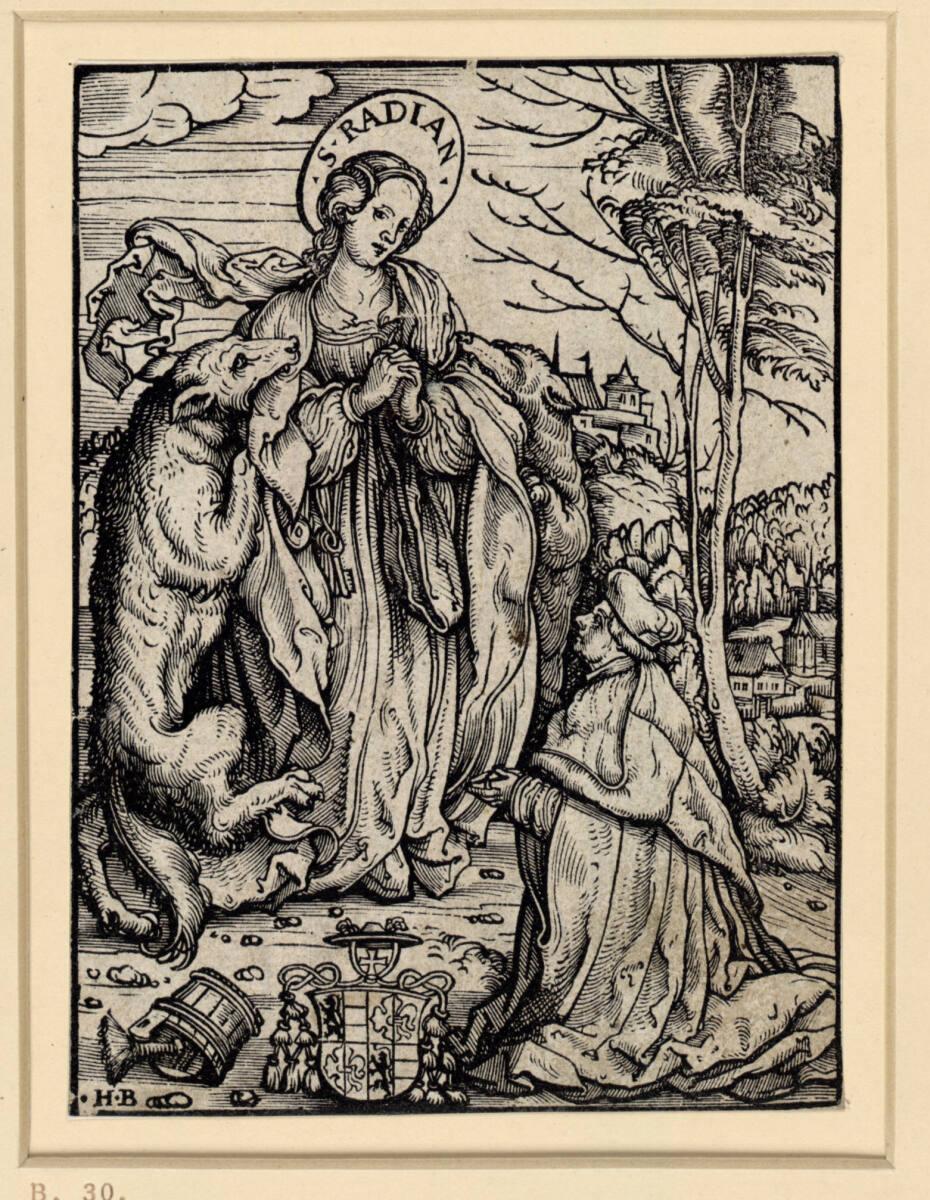 Hans Burgkmair d. Ä., Die Heilige Radiana, von Wölfen angefallen, Inv. Nr.: DG1934/63