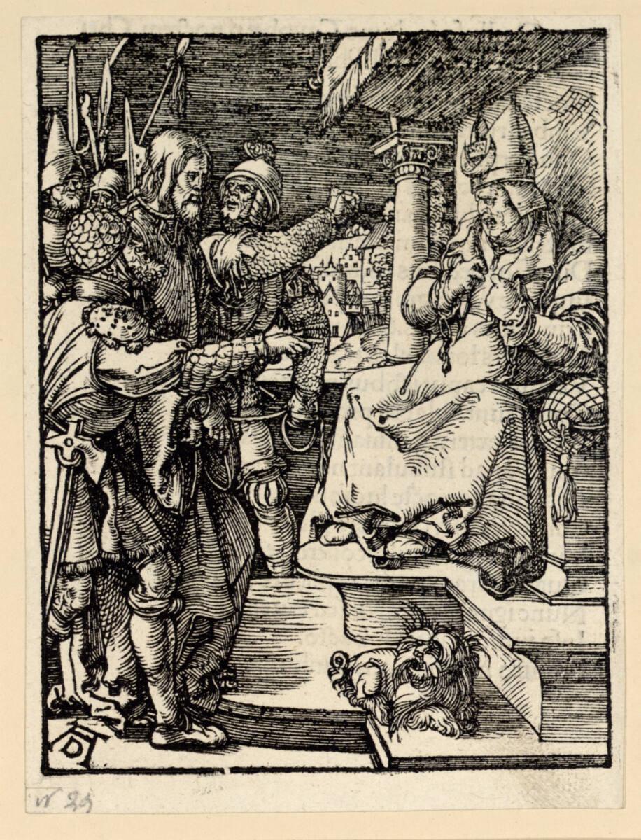 Albrecht Dürer, Christus vor Kaiphas (Kleine Passion, 14), Inv. Nr.: DG1934/248