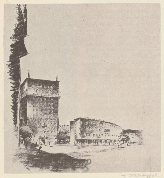 Lois Welzenbacher, Innsbruck, Verbauung der Zelgergründe, ehem. Bismarckplatz, Wettbewerbsproje…