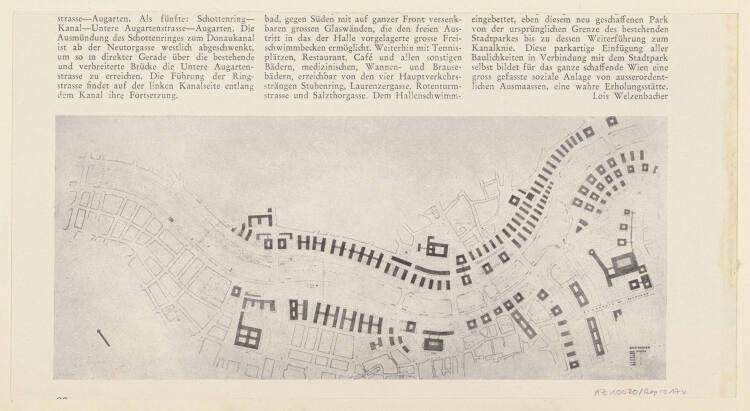 Lois Welzenbacher, Wien, Bebauung Donaukanal, Situationsplan, Reproduktion, aus Publikationsent…