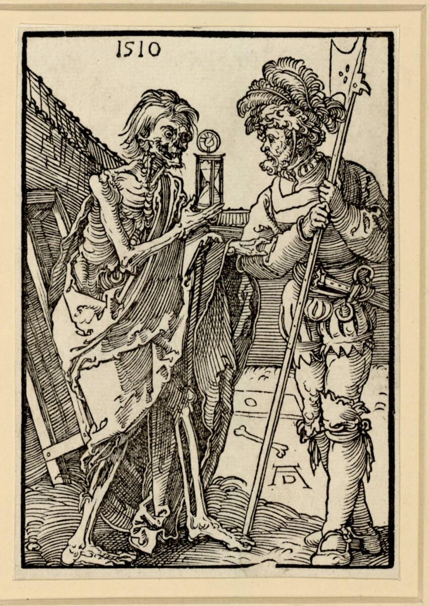 Tod und Landsknecht (aus einem Flugblatt), Albrecht Dürer, 1510