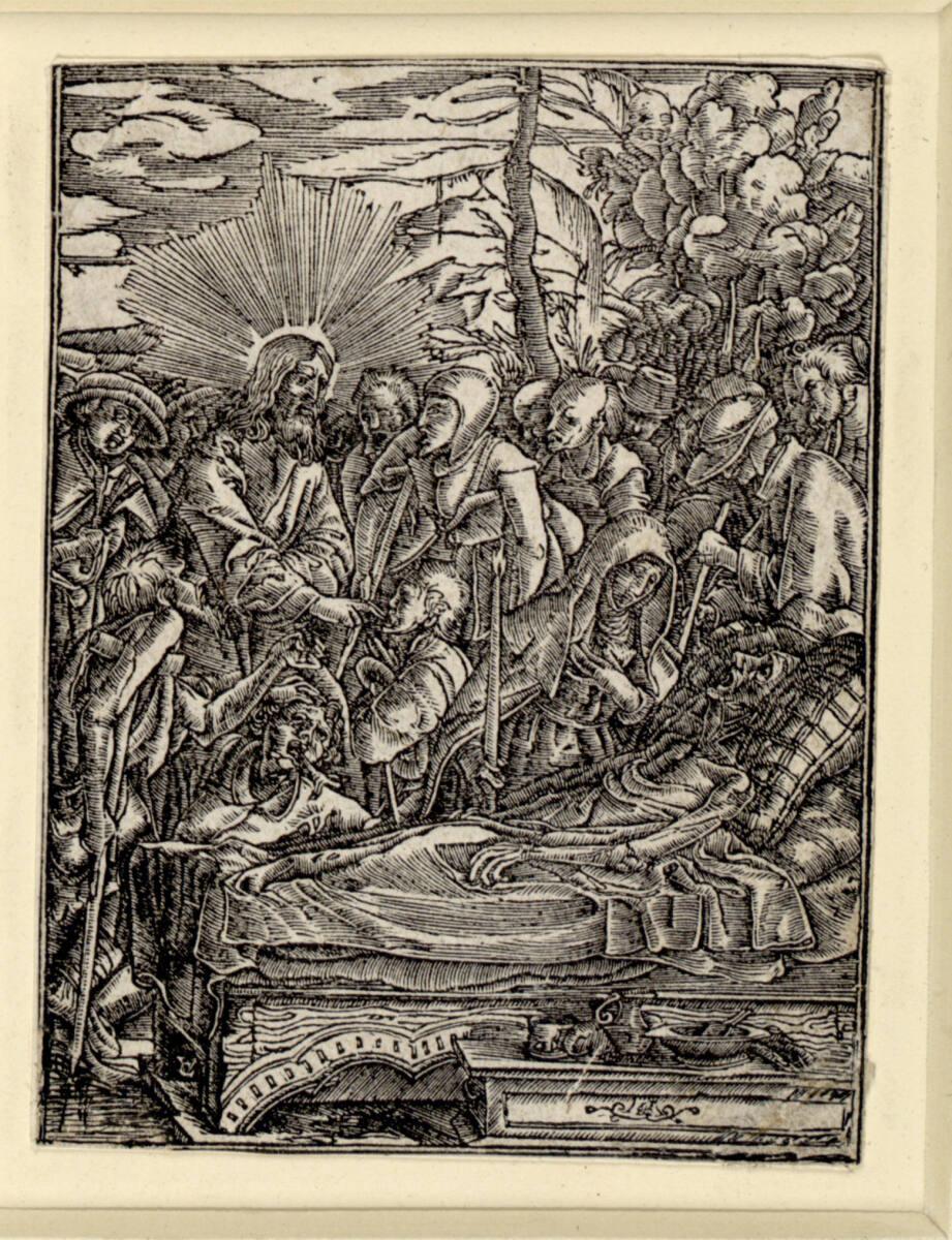 Hans Holbein d. J., Christus heilt die Kranken, ein Mann auf dem Sterbebett (Sondern erlöse uns…