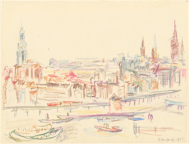 Oskar Kokoschka, Blick auf Hamburg, von der Stülcken Werft aus, Inv. Nr.: 44413/6