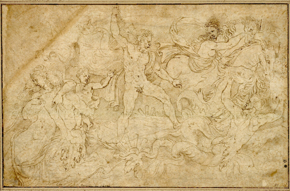 Neptun mit Seeungeheuern, Girolamo da Carpi