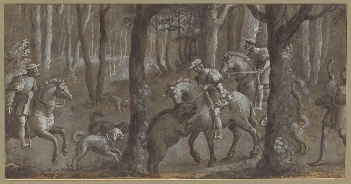 Bernard van Orley, Kaiser Maximilian erlegt den Eber, Inv. Nr.: 7807