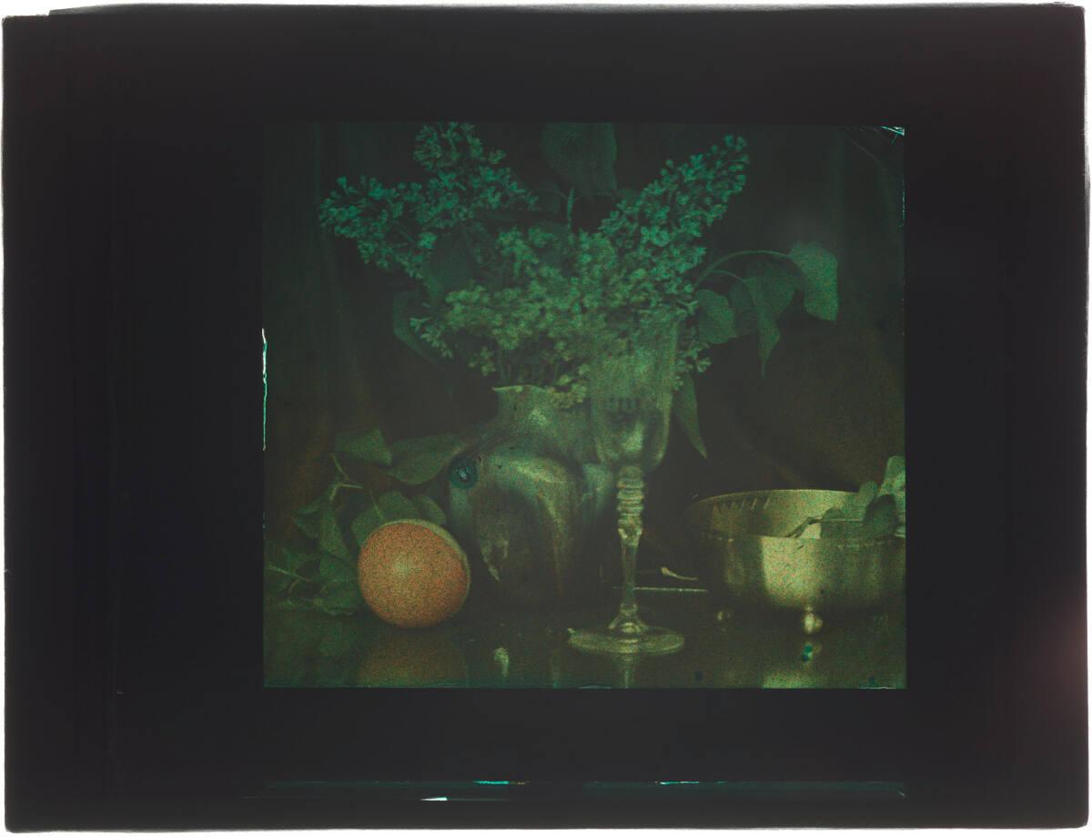 Anonym, Stillleben mit Blumenstrauß, Weinglas und Orange, Inv. Nr.: FotoGLV2000/15685