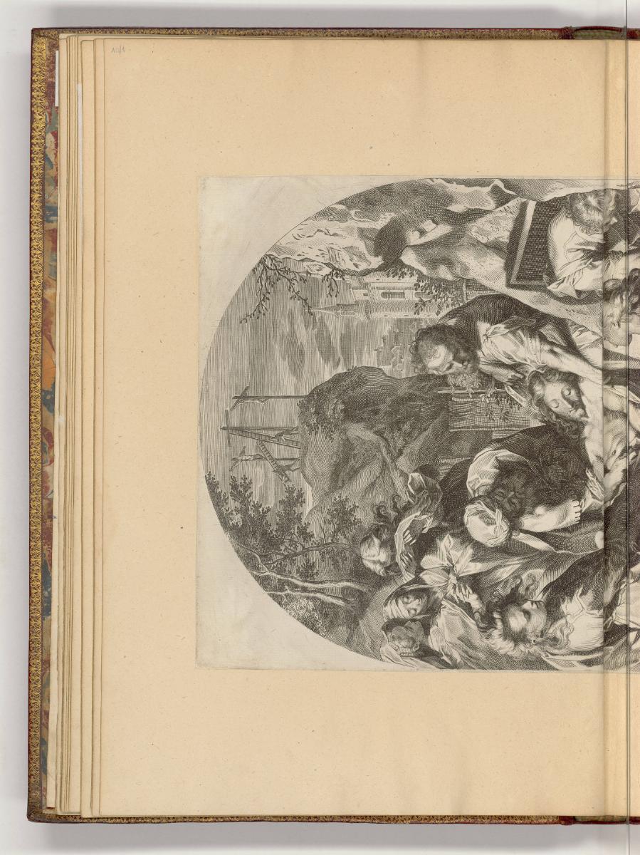 Druckgrafiken nach Werken von Federico Barocci und Francesco Vanni, Grablegung Christi (oberer …