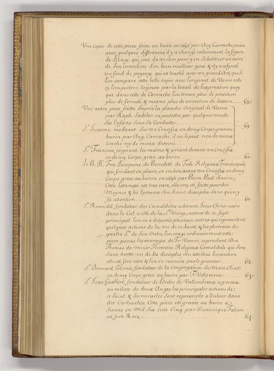 Druckgrafiken nach Werken von Federico Barocci und Francesco Vanni, Inhaltsverzeichnis, Inv. Nr…