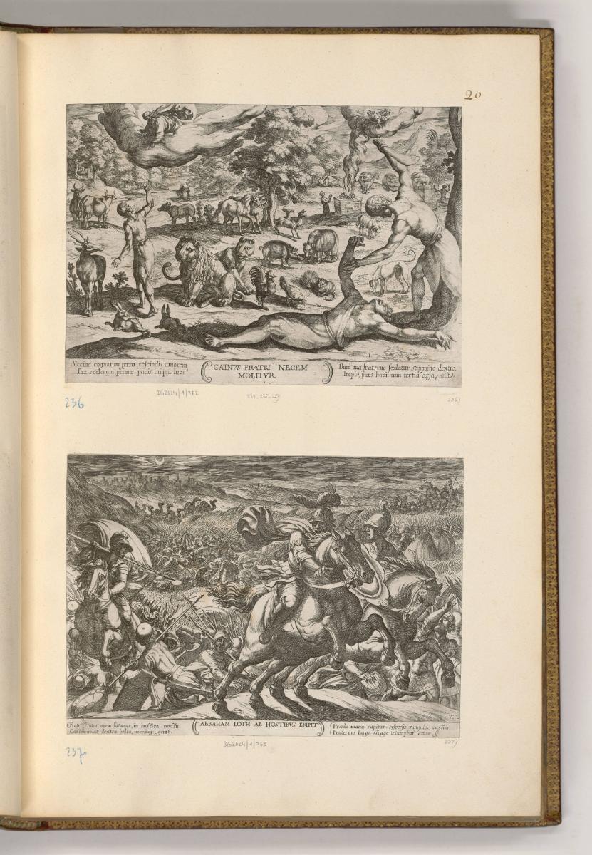 Druckgrafiken von und nach Antonio Tempesta, Band I., Cainus fratri necem molitur; Abraham Loth…