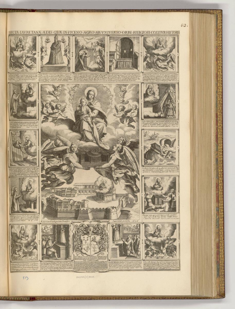 Druckgrafiken von und nach Antonio Tempesta, Band I., Maria mit Kind umgeben von Darstellungen …