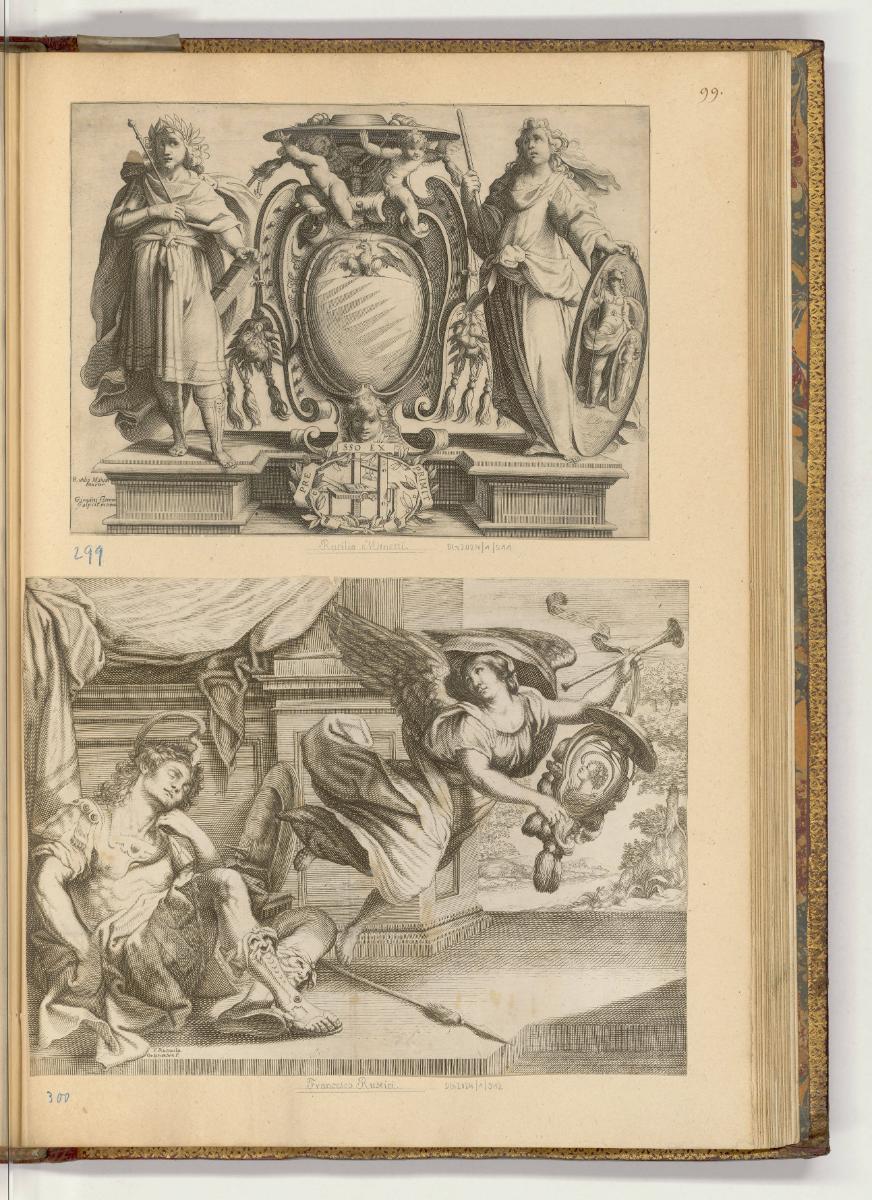 Druckgrafiken nach italienischen Werken des 16. und 17. Jahrhunderts, Wappen eines Prälaten; Al…