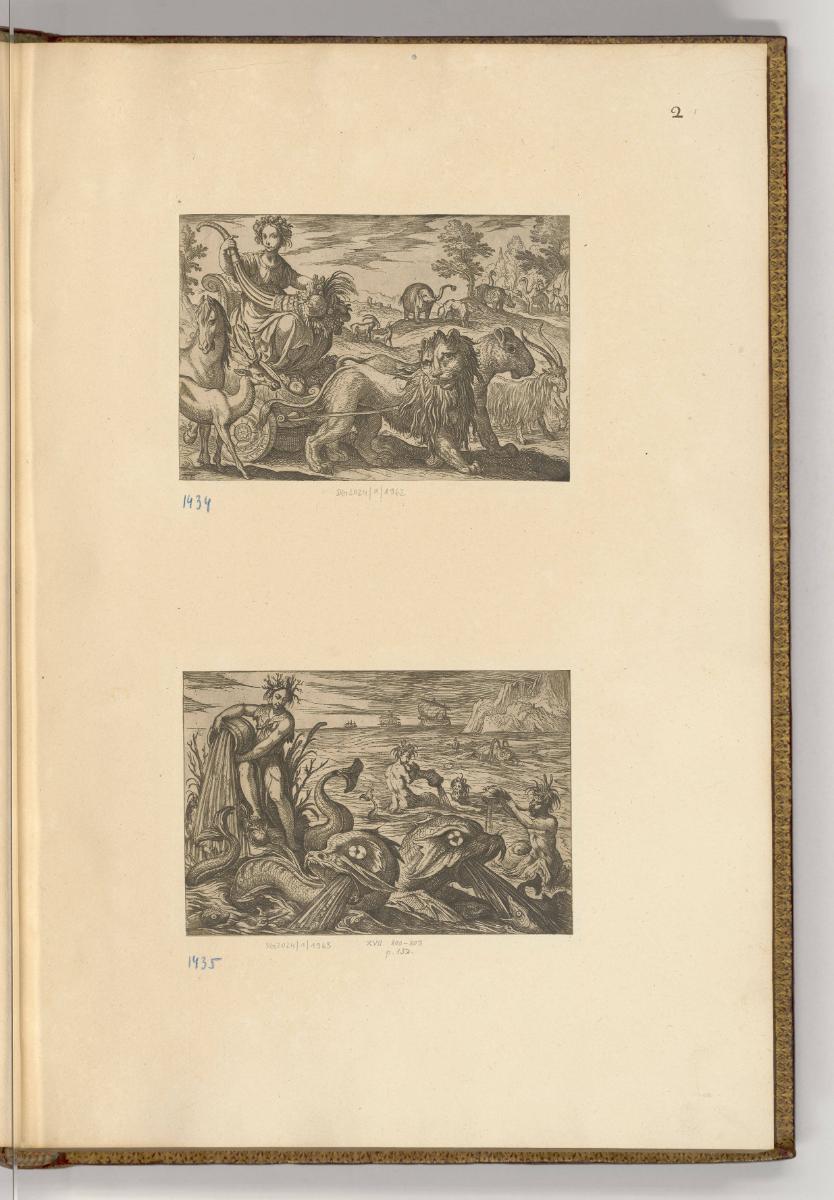 Druckgrafiken von und nach Antonio Tempesta, Band III., Erde repräsentiert durch Ceres; Wasser …