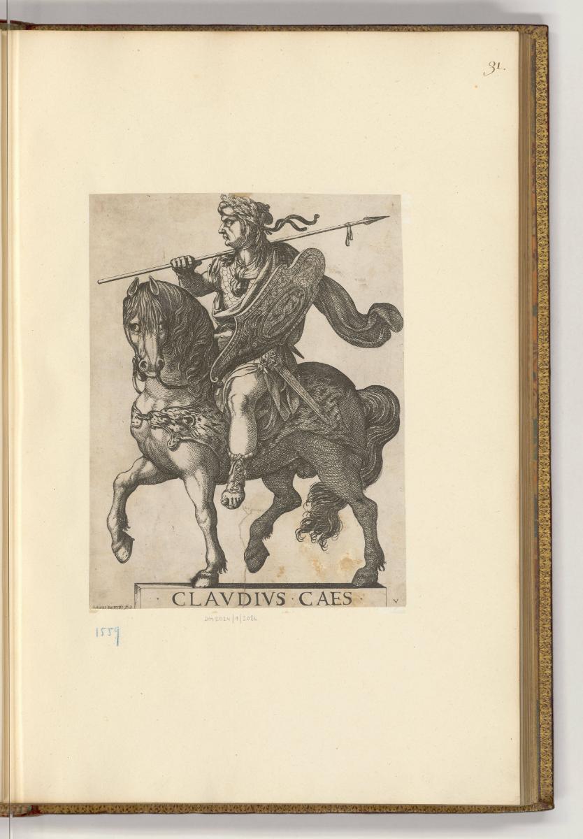 Druckgrafiken von und nach Antonio Tempesta, Band III., Claudius auf einem Pferd, Inv. Nr.: HB7…