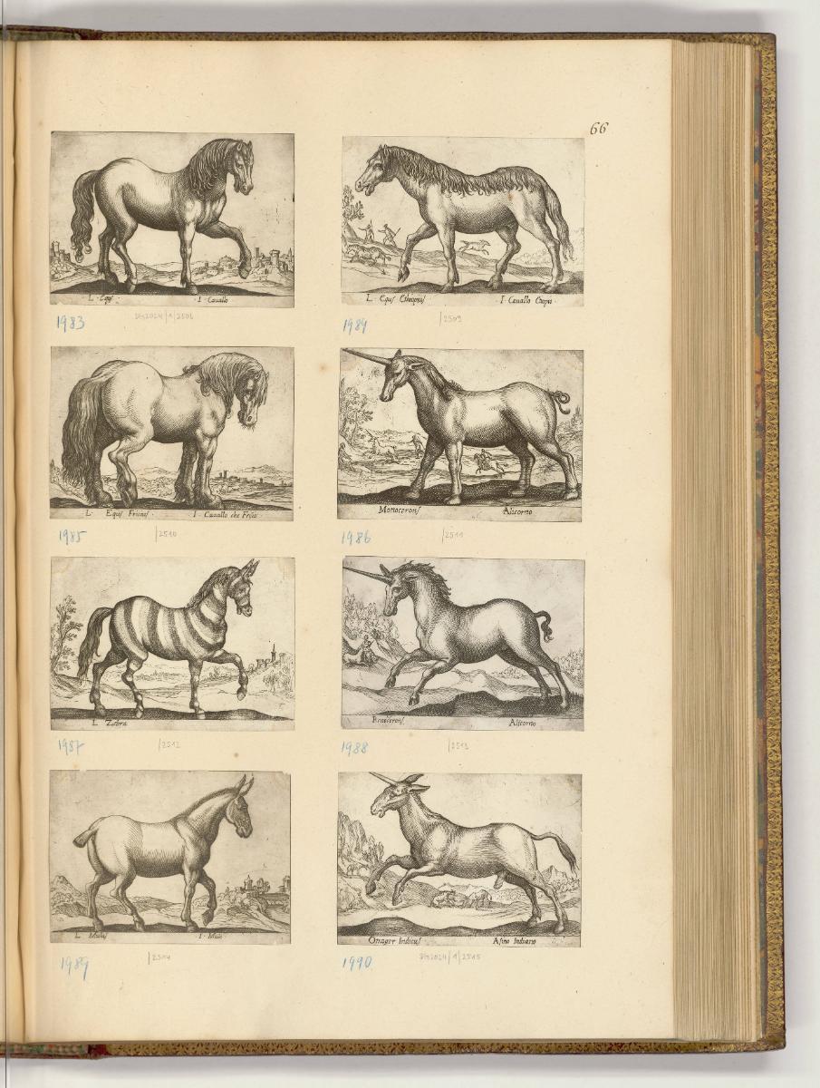 Druckgrafiken von und nach Antonio Tempesta, Band IV., Diverse vierbeinige Tiere, Inv. Nr.: HB7…
