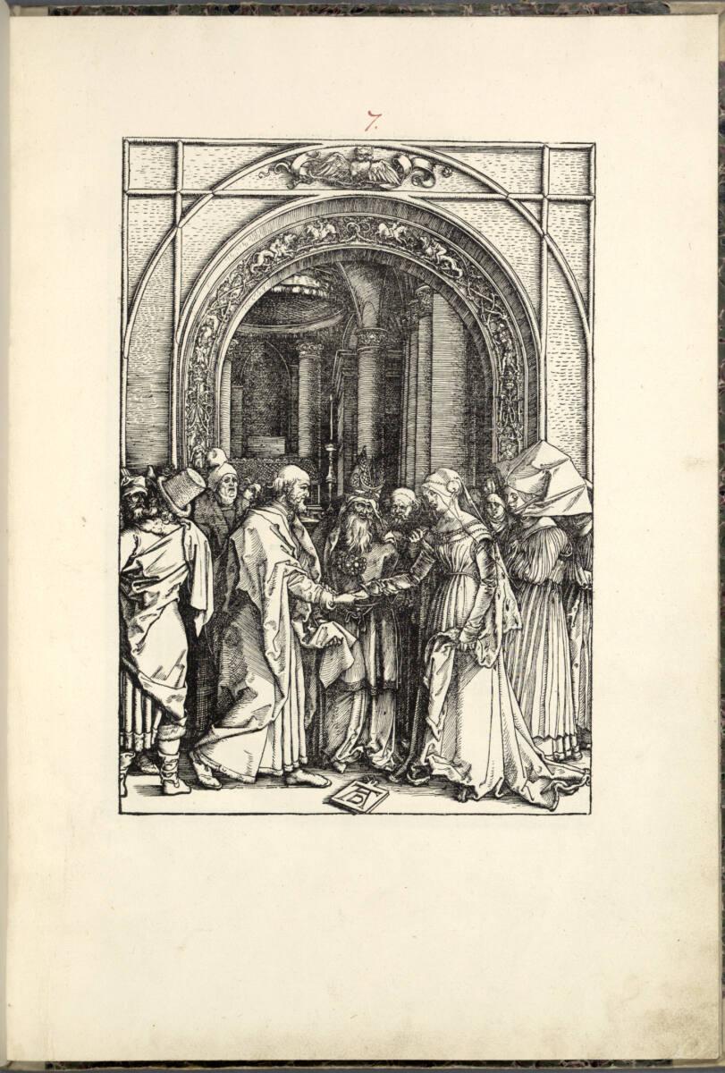 Albrecht Dürer, Die Verlobung Mariens (Marienleben, 7), Inv. Nr.: DG1994/16/7