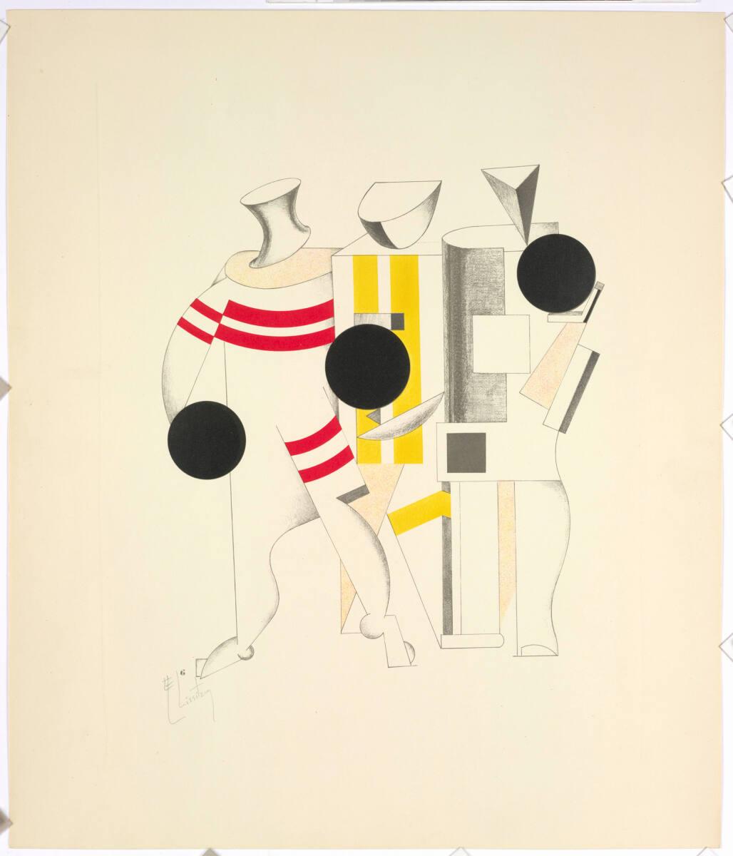 El Lissitzky, Sportsmänner, Blatt 6 aus: Die plastische Gestaltung der Elektro-Mechanischen Sch…