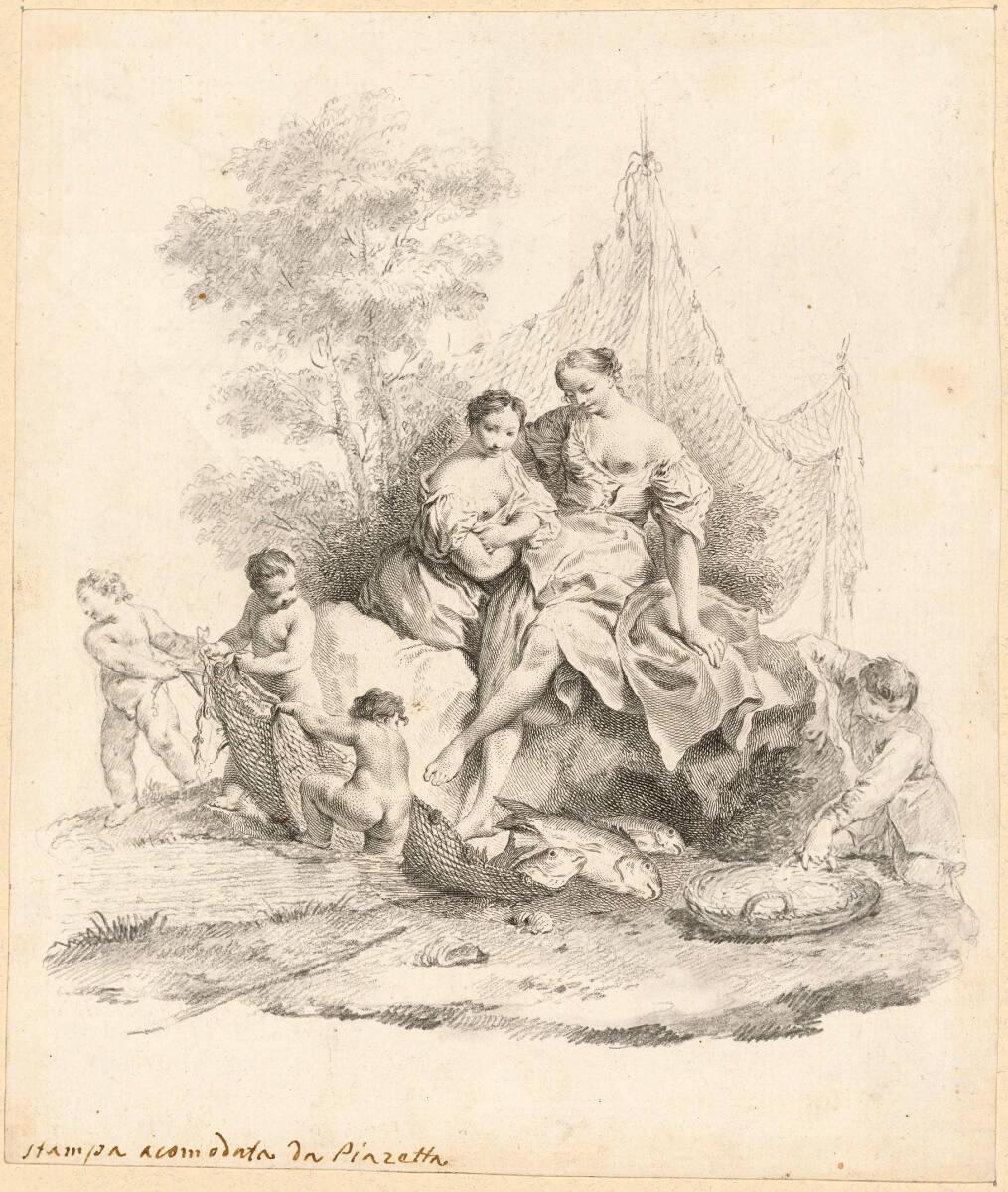 Giambattista Piazzetta, Antonio Baratti, Die beiden Fischerinnen (Teil der Schlußvignette zum 1…