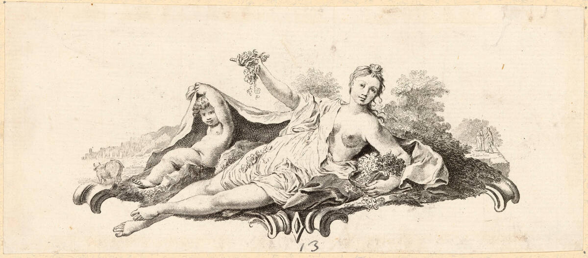 Mädchen mit Blumen (Schlußvignette zum 5. Gesang von Torquato Tasso, La Gerusalemme liberata, 1745), Giovanni Battista Piazzetta, 1745