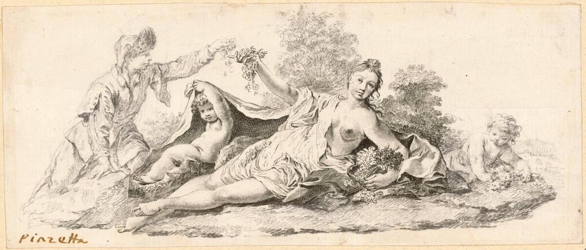 Giambattista Piazzetta, Antonio Baratti, Mädchen mit Blumen (Teil der Schlußvignette zum 5. Ges…