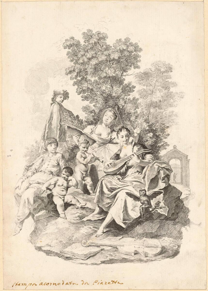 Giambattista Piazzetta, Antonio Baratti, Das Konzert (Teil der Schlußvignette zum 17. Gesang vo…