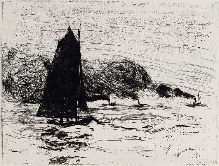 Emil Nolde, Segler und drei kleine Dampfer, Inv. Nr.: DG1996DL18
