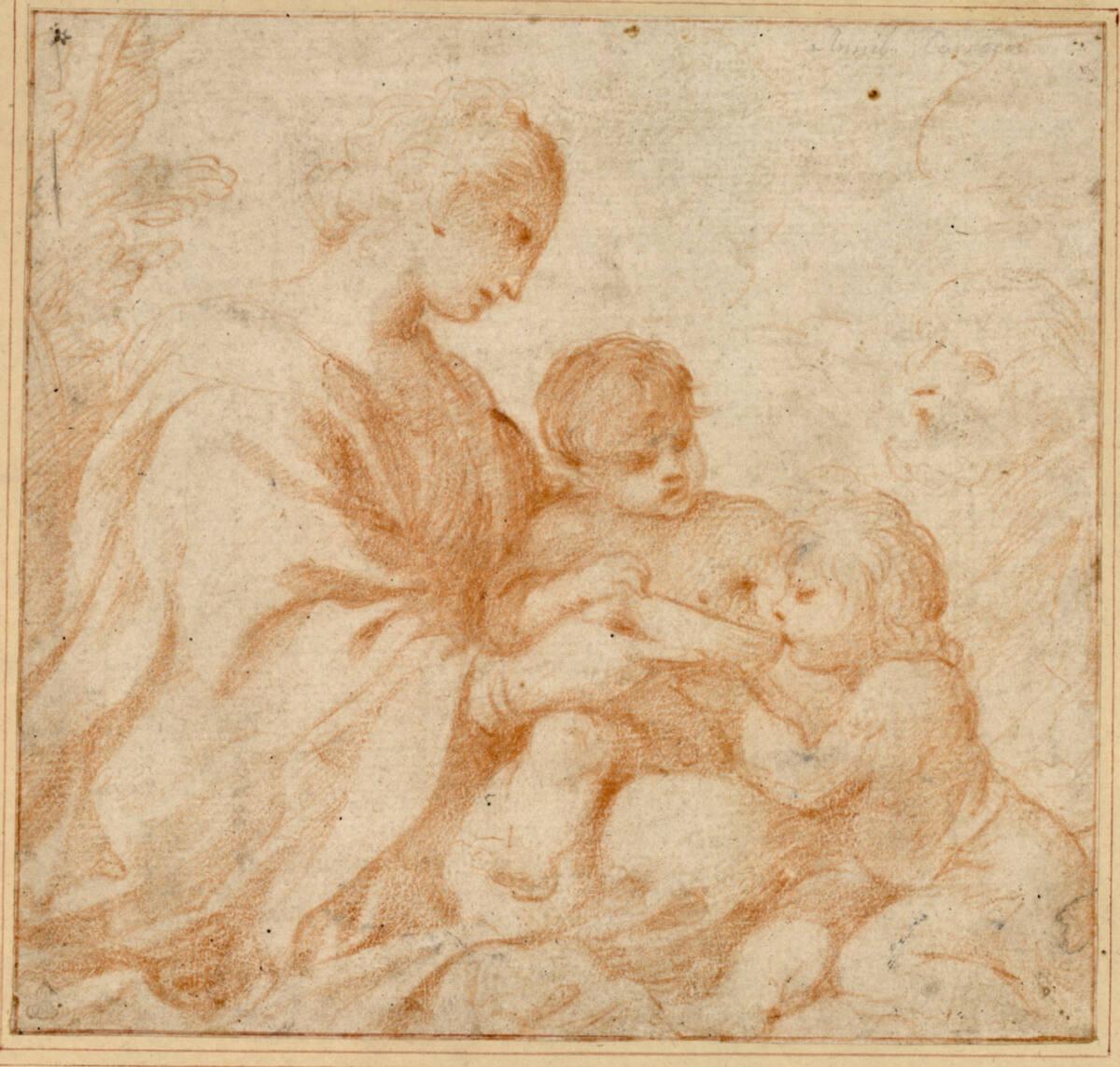 Ludovico Carracci, Die heilige Familie mit dem Johannesknaben, der aus einer Schale trinkt, die…