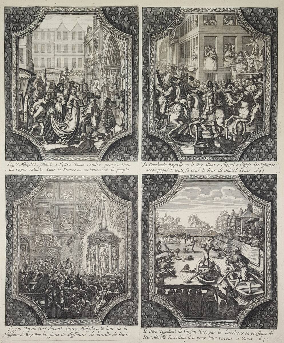 Anonym, Die Feierlichkeiten anläßlich der Rückkehr von Ludwig XIV. und seiner Mutter nach Paris am 18. August 1649 (vier Darstellungen)