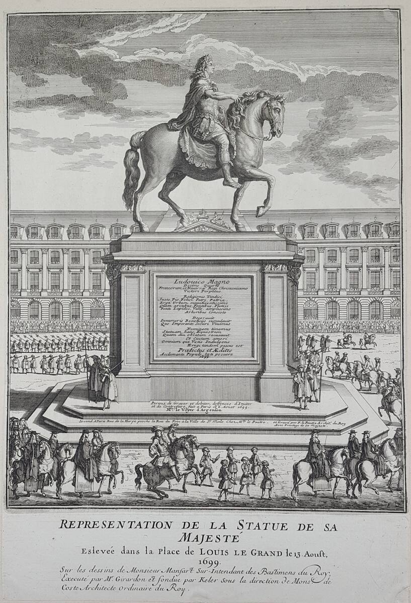 Reiterstatue des Königs Ludwig XIV. von Frankreich auf dem (heutigen) Place Vendôme in Paris 1699, PierreLepautre, 1699