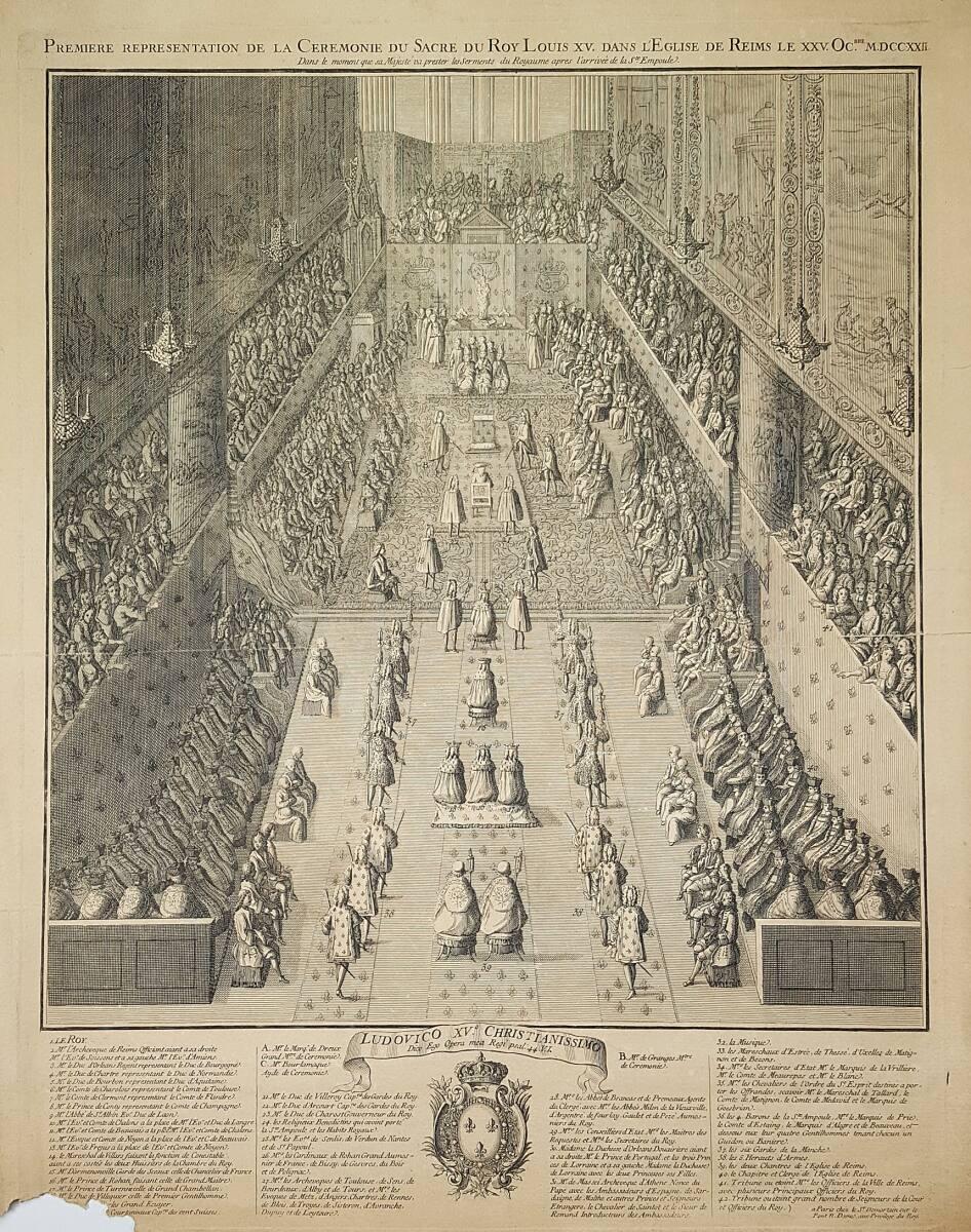 Anonym, Krönung von Ludwig XV. zum König von Frankreich in der Kathedrale von Reims am 25. Okto…