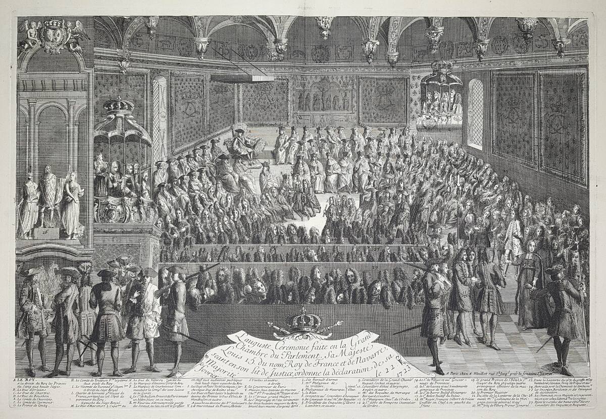 Anonym, Sitzung des Parlaments in Paris unter Vorsitz des Königs Ludwig XV. von Frankreich am 22. Februar 1723