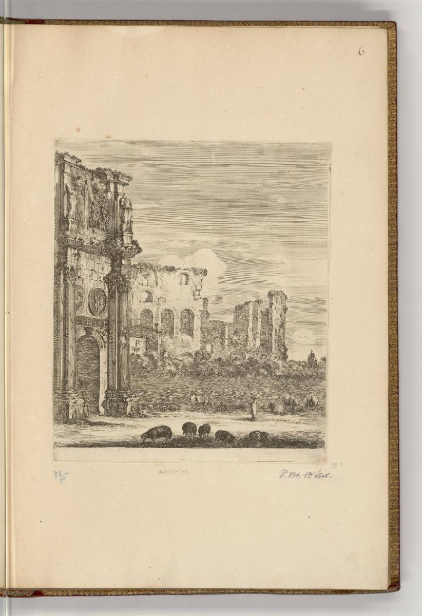 Druckgrafiken von und nach Stefano della Bella, Band II., Arcus Const.ini et Amphit.ri Flavii P…