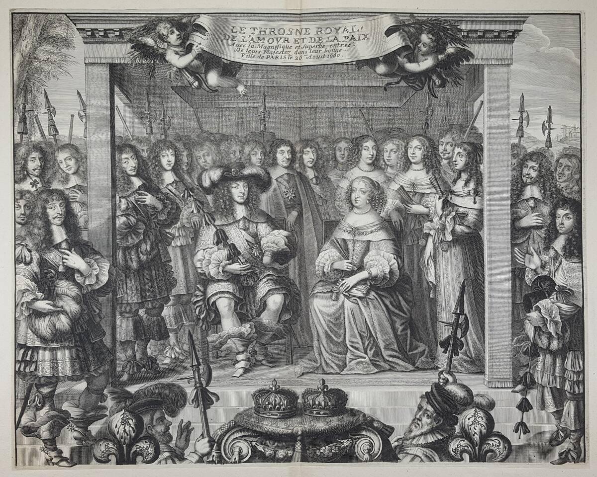 Anonym, König Ludwig XIV. und seine Gemahlin Maria Teresa auf der ihnen zu Ehren errichteten Th…
