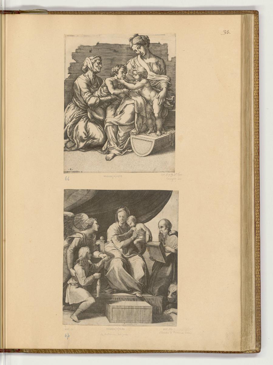 Druckgrafiken nach Raffael, Band I., Maria mit Kind und Elisabet mit Johannesknaben; Madonna de…