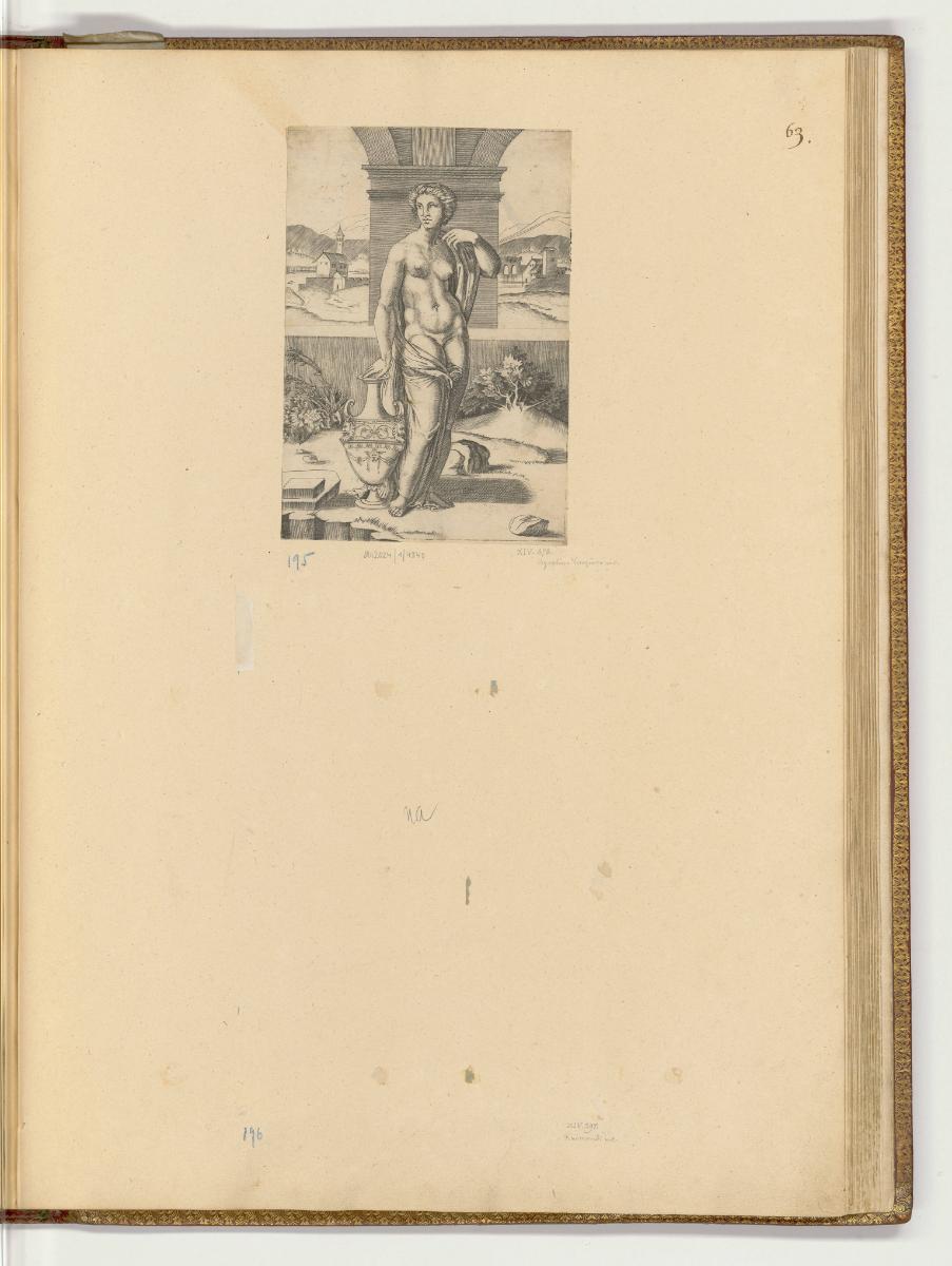 Druckgrafiken nach Raffael, Band I., Weiblicher Akt mit Vase, Inv. Nr.: HB10.1, HB10.1/63