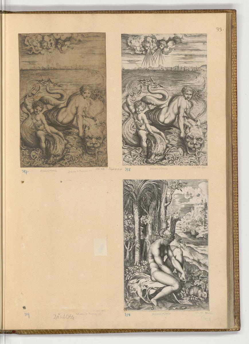 Druckgrafiken nach Raffael, Band II., Venus und Amor auf Wasserwesen; Venus mit dem Dorn, Inv. …