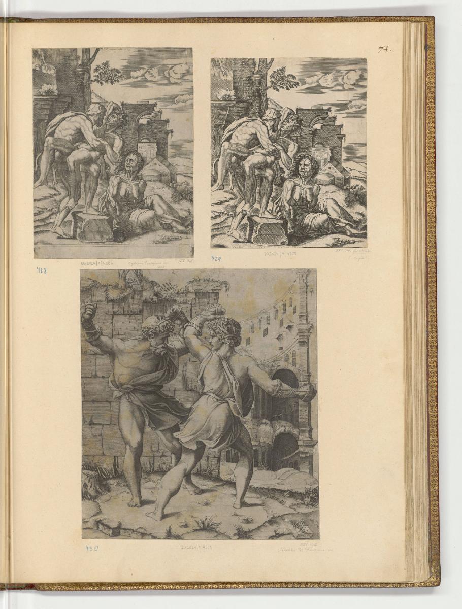 Druckgrafiken nach Raffael, Band II., Herakles und Antaios; Entellus und Dares, Inv. Nr.: HB10.…