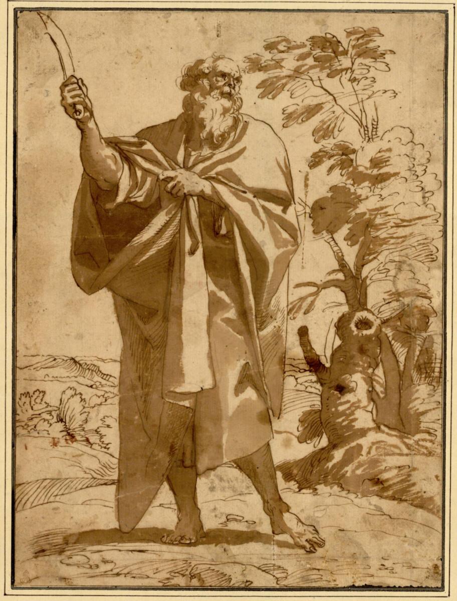 Pier Francesco Mola, Der heilige Bartholomäus in einer Landschaft stehend, Inv. Nr.: 2076