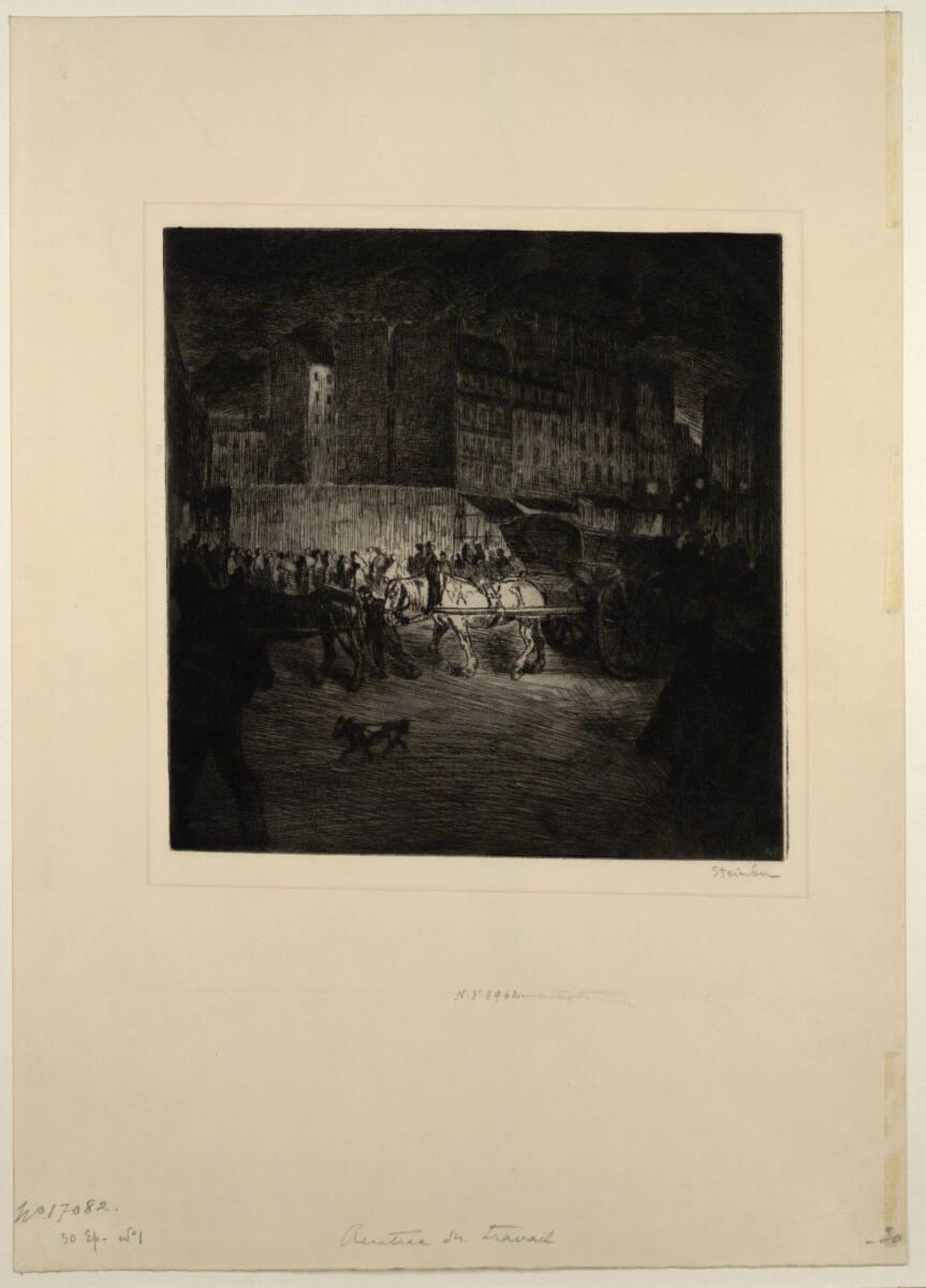 Théophile Alexandre Steinlen, Nächtliche Strassenszene mit Pferdewagen, Inv. Nr.: DGNF8962