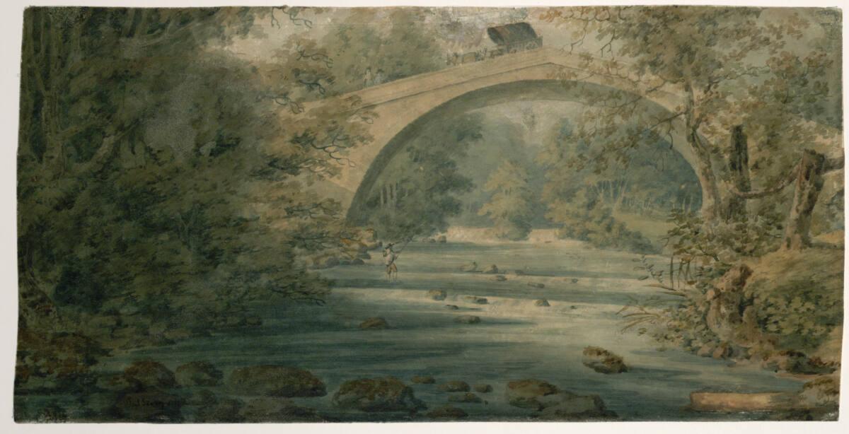 Brücke über einen Fluss mit Fischer, Inv. Nr.: DL3