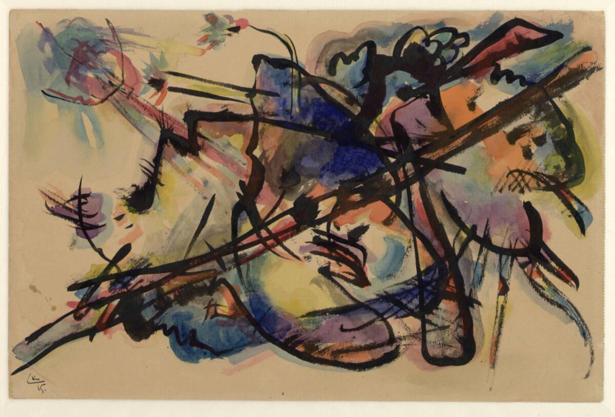 Wassily Kandinsky, Abstrakte Komposition (Blaugold), Inv. Nr.: DL75