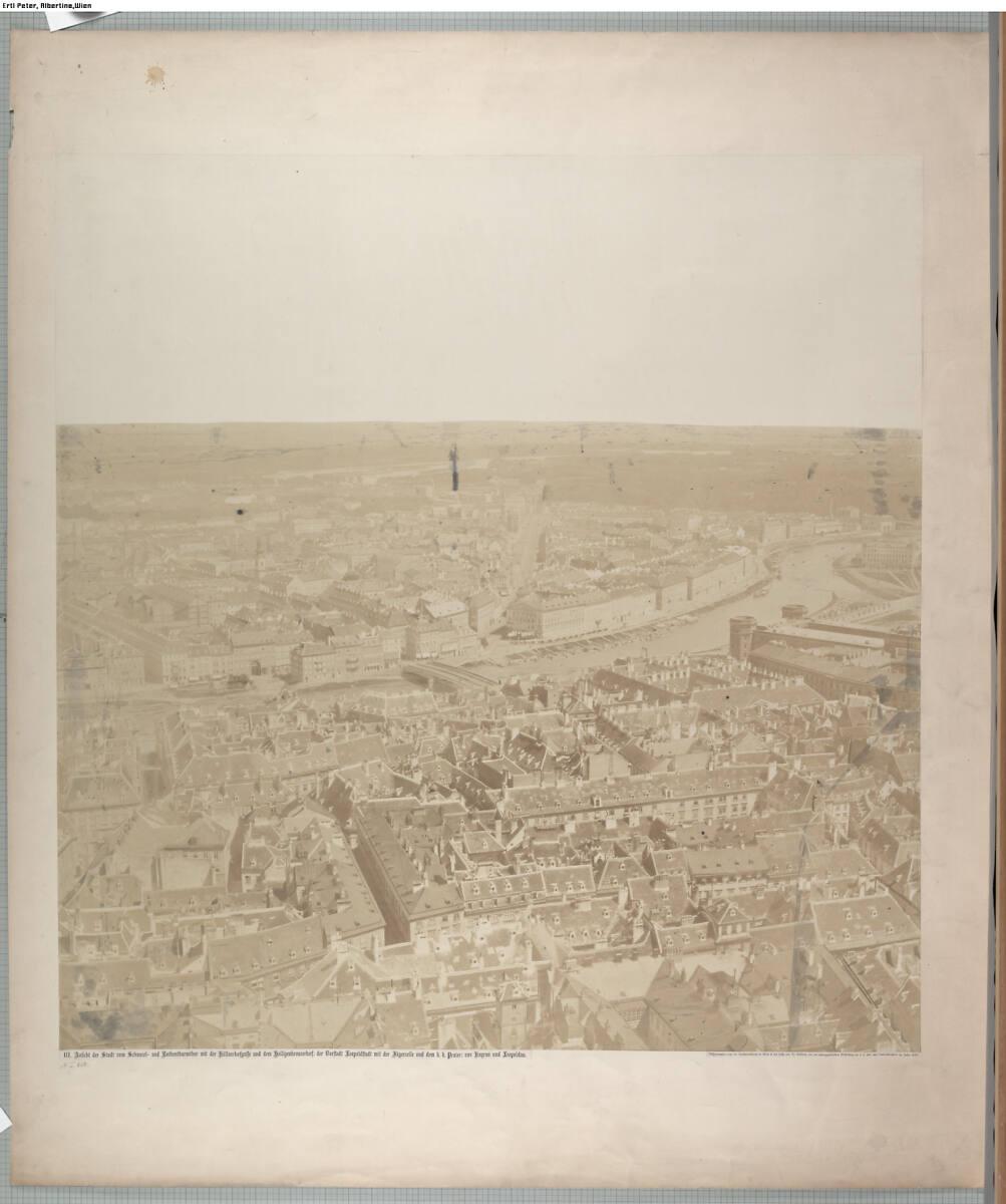 Ansicht der Stadt vom Schanzel- und Rothenthurmtor mit der Köllnerhofgasse und dem Heiligenkreu…