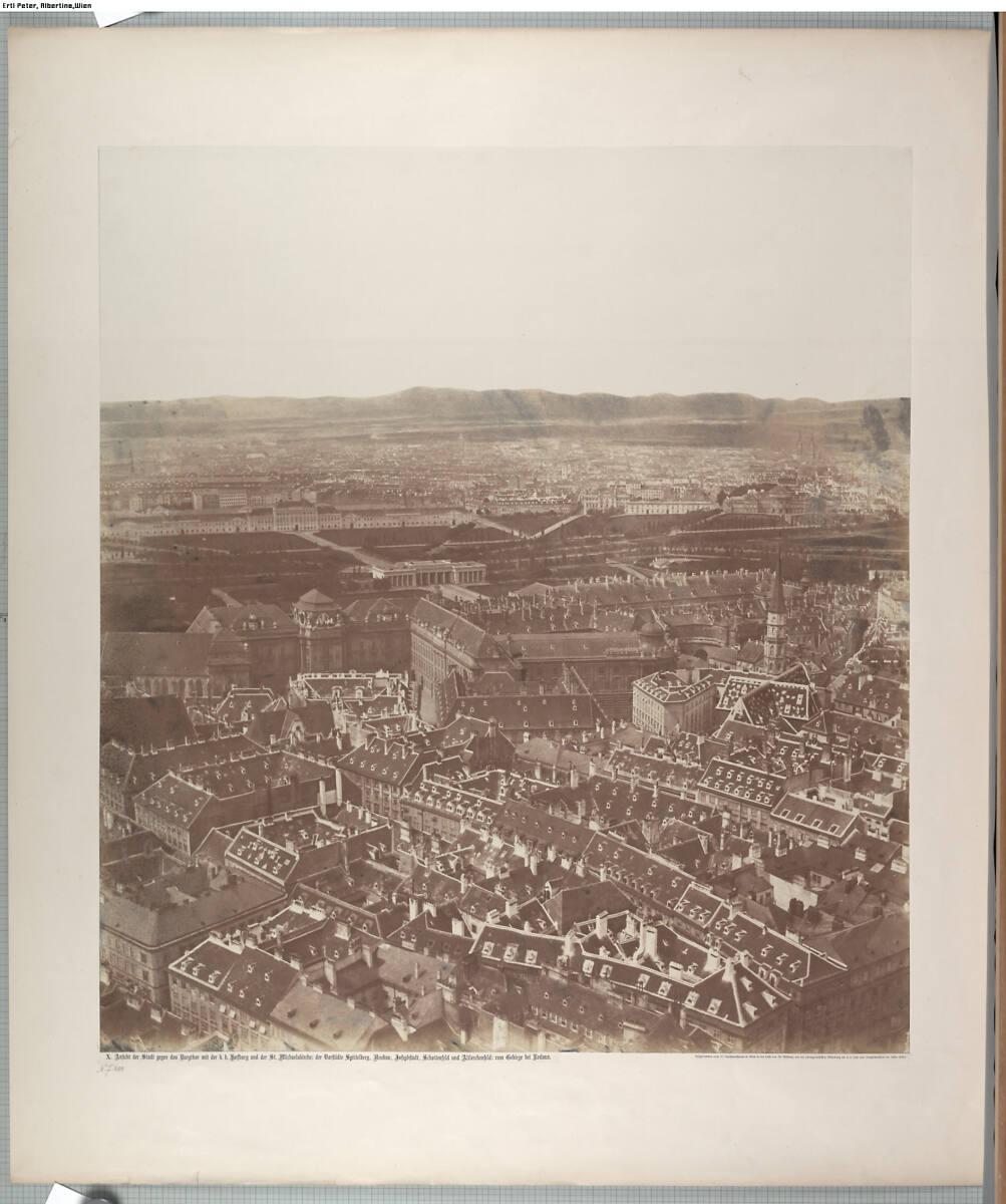 Ansicht der Stadt gegen das Burgthor mit der k.k. Hofburg und der St. Michaelskirche, Inv. Nr.:…