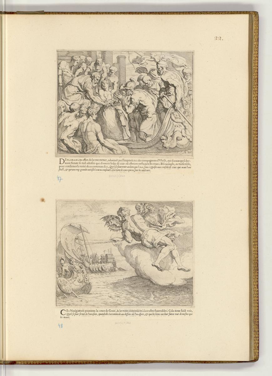 Druckgrafiken nach Francesco Primaticcio, Band I., Aiolos schenkt Ulysses einen Sack, gefüllt m…