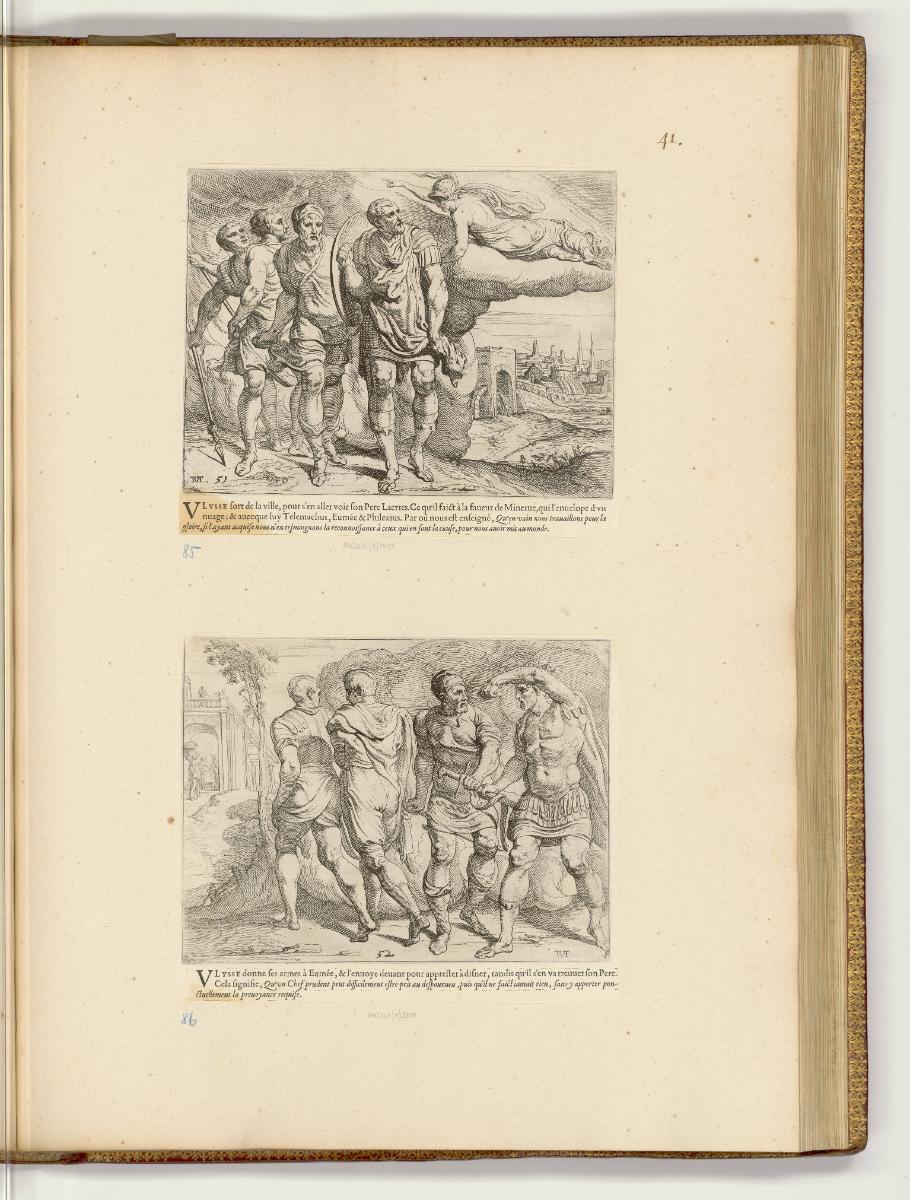 Druckgrafiken nach Francesco Primaticcio, Band I., Athene läßt Laërtes zu neuen Kräften kommen;…