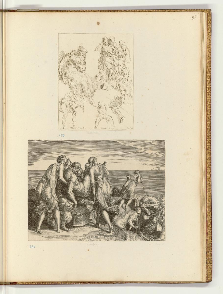 Druckgrafiken nach Francesco Primaticcio, Band I., Diverse Figurenstudien; Die Phäaken tragen d…