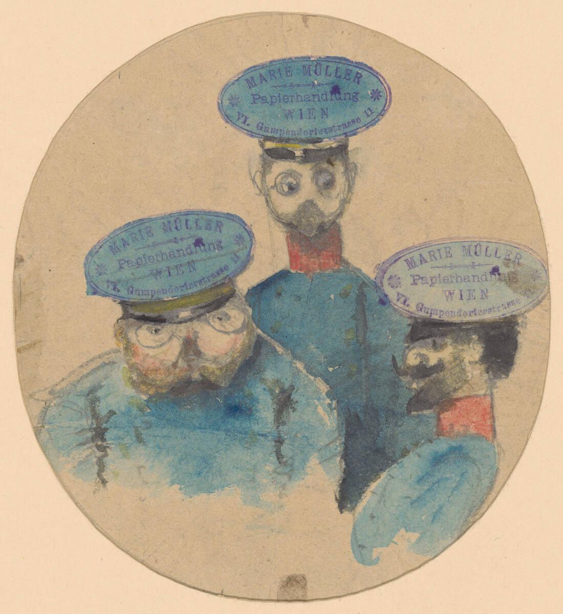 Baum, Nowak und Rauscher in blauen Uniformen, Inv. Nr.: 19605