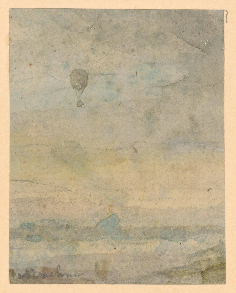 Weite Landschaft mit Heißluftballon, Adolf Boehm
